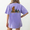 Boston Terrier Bigfoot Dog Walking Dog Mom Dad Kids Women's Comfort Colors T-Shirt Back Print Violet