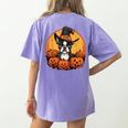 Boston Terrier Bostie Dog Breed Pet Halloween Pumpkins Women's Comfort Colors T-Shirt Back Print Violet