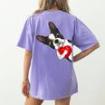 Boston Terrier Bostie Dog Kids Women Girls Women's Comfort Colors T-Shirt Back Print Violet