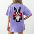 Boston Terrier Boxing Women's Comfort Colors T-Shirt Back Print Violet