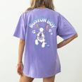 Boston Terrier Boy Cute Cartoon Dog Owner Pet Boston Terrier Women's Comfort Colors T-Shirt Back Print Violet