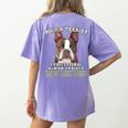Boston Terrier Brindle Dog Professional Human Trainer Women's Comfort Colors T-Shirt Back Print Violet