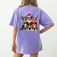 Boston Terrier Christmas Dogs Santa Reindeer Elf Women's Comfort Colors T-Shirt Back Print Violet