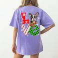 Boston Terrier Christmas Tree Lights Santa Dog Xmas For Men Women Kids Women's Comfort Colors T-Shirt Back Print Violet