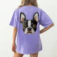 Boston Terrier Cute Puppy Face Dog Lover Pet Owner Women's Comfort Colors T-Shirt Back Print Violet
