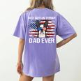 Boston Terrier Dad American Flag 4th Of July Dog Fathers Day Women's Comfort Colors T-Shirt Back Print Violet