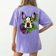 Boston Terrier In Day Of The Dead Sugar Skull Dog Women's Comfort Colors T-Shirt Back Print Violet