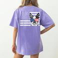 Boston Terrier Dog 4th Of July US American Flag Patriotic Women's Comfort Colors T-Shirt Back Print Violet