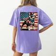 Boston Terrier Dog 4th Of July USA American Flag Patriotic Women's Comfort Colors T-Shirt Back Print Violet