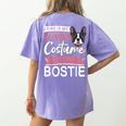 Boston Terrier Dog Bostie Halloween Costume Dog For Kids Women's Comfort Colors T-Shirt Back Print Violet