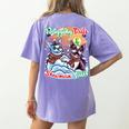 Boston Terrier Dog Christmas Snowman Winter Snow Women's Comfort Colors T-Shirt Back Print Violet