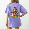 Boston Terrier Dog Christmas Tree Lights Xmas Pajama For Men Women Kids Women's Comfort Colors T-Shirt Back Print Violet