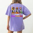 Boston Terrier Dog Halloween Christmas Hallothanksmas Men Women Kids Women's Comfort Colors T-Shirt Back Print Violet
