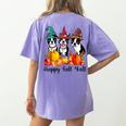 Boston Terrier Dog Lover Fall Ya'Ll Halloween Costume Men Women Women's Comfort Colors T-Shirt Back Print Violet
