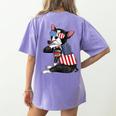 Boston Terrier Dog Merica 4th Of July Usa American Flag Men Women's Comfort Colors T-Shirt Back Print Violet