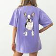 Boston Terrier Dog Motif Pet Art Boston Terrier For Men Women Kids Women's Comfort Colors T-Shirt Back Print Violet