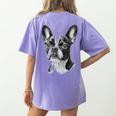 Boston Terrier Dog Motif Pet Illustration Boston Terrier For Men Women Kids Women's Comfort Colors T-Shirt Back Print Violet