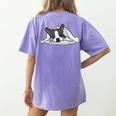 Boston Terrier Dog Official Sleeping Men Women Girls Kids Women's Comfort Colors T-Shirt Back Print Violet