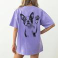 Boston Terrier Dog Raising Paw Idea Men Women Women's Comfort Colors T-Shirt Back Print Violet