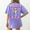 Boston Terrier Dog Santa Hat Men Kids Ugly Christmas Light Women's Comfort Colors T-Shirt Back Print Violet