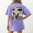Boston Terrier Dog UFO Alien Extraterrestrial Selfie Women's Comfort Colors T-Shirt Back Print Violet