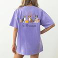 Boston Terrier Fall Pumpkin Tis The Season Autumn Women Women's Comfort Colors T-Shirt Back Print Violet
