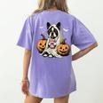 Boston Terrier Ghost Boo Halloween Costume Spooky Season Women's Comfort Colors T-Shirt Back Print Violet