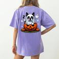 Boston Terrier Ghost Boo Halloween Kids Women's Comfort Colors T-Shirt Back Print Violet