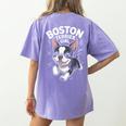 Boston Terrier Girl Cute Cartoon For Dog Owners Pet Terrier Women's Comfort Colors T-Shirt Back Print Violet