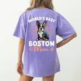 Boston Terrier Groovy World's Best Boston Mom Women's Comfort Colors T-Shirt Back Print Violet