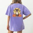 Boston Terrier Halloween Dog Lover Pumpkin Costume Women's Comfort Colors T-Shirt Back Print Violet