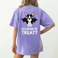 Boston Terrier Halloween Shirt Did Someone Say Treat Women's Comfort Colors T-Shirt Back Print Violet