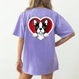 Boston Terrier Heart Cute Puppy Lover Or Dog Owner Women's Comfort Colors T-Shirt Back Print Violet