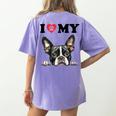 Boston Terrier I Heart My Dog Dog Lover Women's Comfort Colors T-Shirt Back Print Violet