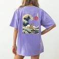 Boston Terrier Japanese Kanagawa Wave Surf Dog Women's Comfort Colors T-Shirt Back Print Violet