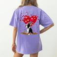 Boston Terrier Lover Heart Shape Boston Terrier Valentine Women's Comfort Colors T-Shirt Back Print Violet