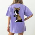 Boston Terrier Lover I Love Mom Tattoo Leopard Women's Comfort Colors T-Shirt Back Print Violet