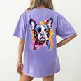 Boston Terrier Lover Pop Art Color Boston Terrier Dog For Men Women Girls Kids Women's Comfort Colors T-Shirt Back Print Violet