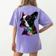 Boston Terrier Lovers Colorful Pop Art Boston Terrier Women's Comfort Colors T-Shirt Back Print Violet