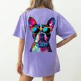 Boston Terrier Lovers Pop Art Boston Terrier Women's Comfort Colors T-Shirt Back Print Violet