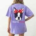 Boston Terrier Mom Bostie Women Girls Women's Comfort Colors T-Shirt Back Print Violet