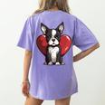 Boston Terrier Mom Dad Bostie Dog Lover Valentines Day Women's Comfort Colors T-Shirt Back Print Violet