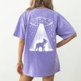 Boston Terrier Mom Dad Dog Alien UFO For Men Women Women's Comfort Colors T-Shirt Back Print Violet