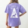 Boston Terrier Mom Dad Dog Alien UFO Women's Comfort Colors T-Shirt Back Print Violet