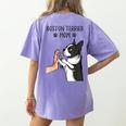 Boston Terrier Mom Dogs Mum Woman Women's Comfort Colors T-Shirt Back Print Violet