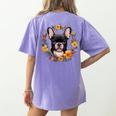 Boston Terrier Mom Floral Bostie Dog Lover Flowers Cute Women's Comfort Colors T-Shirt Back Print Violet