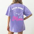 Boston Terrier Mom Women's Comfort Colors T-Shirt Back Print Violet