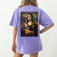 Boston Terrier Mona Lisa Painting Art Dog Mom Dad For Men Women Kids Women's Comfort Colors T-Shirt Back Print Violet