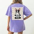 Boston Terrier Mug Shot Guilty Dog Women's Comfort Colors T-Shirt Back Print Violet