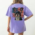 Boston Terrier Patriotic 4th Of July USA American Flag Women's Comfort Colors T-Shirt Back Print Violet